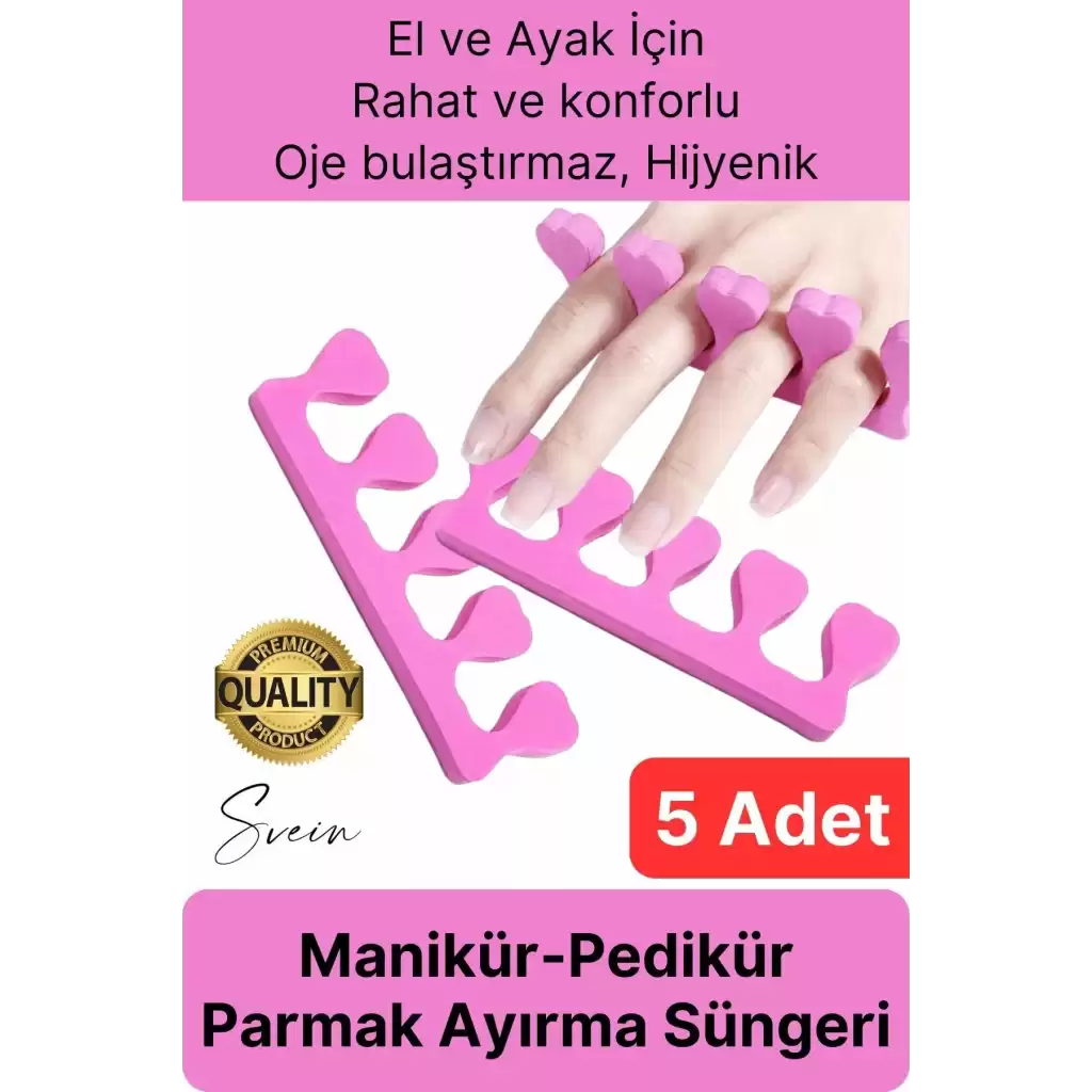 Esnek Rahat Konforlu Manikür Pedikür El Ayak Oje Parmak Ayırıcı Arası Sünger Aparatı Aleti 5 Adet
