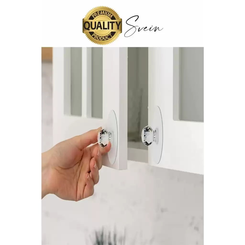 8 Adet Dekoratif Güçlü Tutunabilen Yapışkanlı Kristal Kapak Çekmece Dolap Kulp Seti Tutacak Kulbu