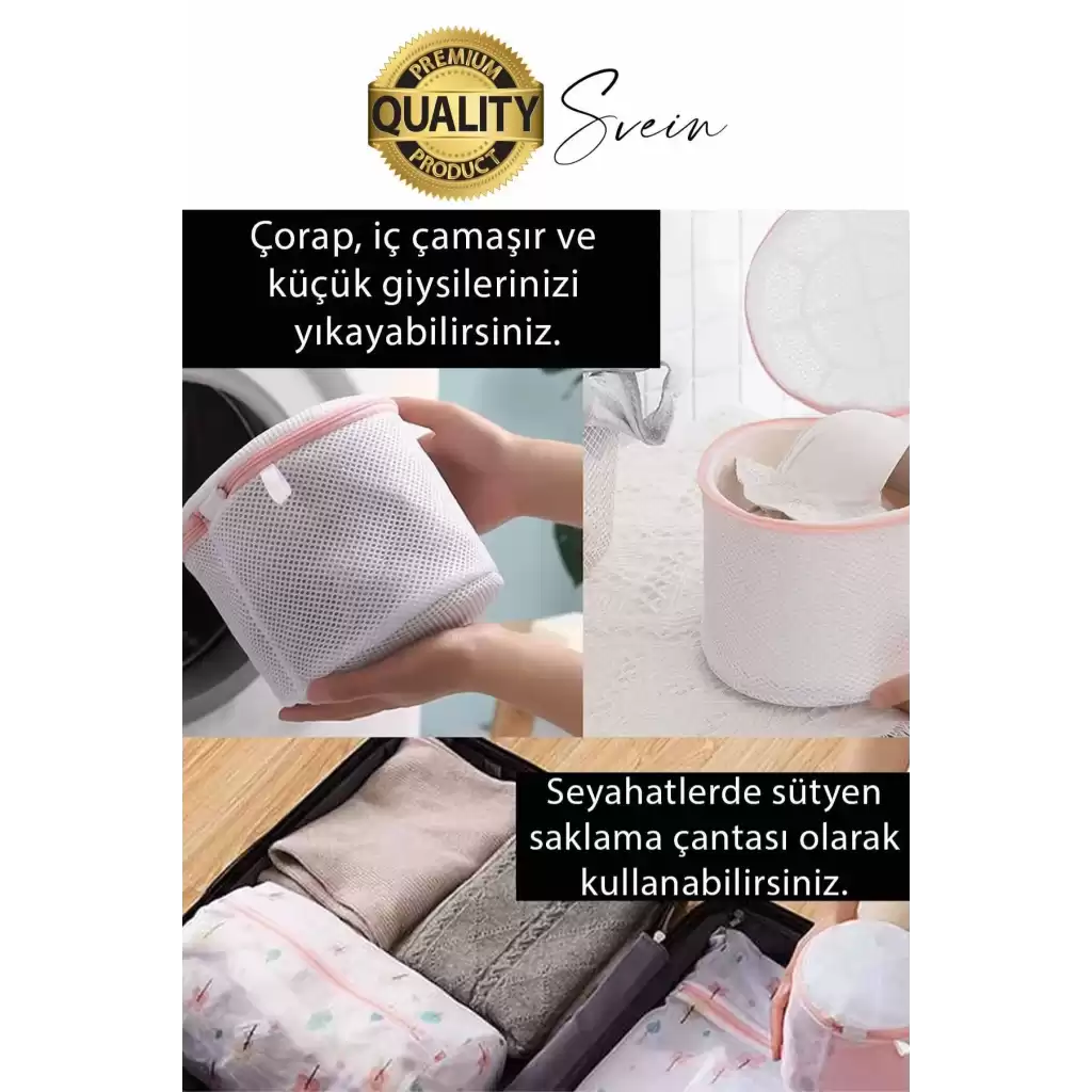 Premium 4 Adet İç Çamaşır Sütyen Yıkama Filesi Fermuarlı Yırtılmaz Çorap Temizlik Torbası Dayanıklı