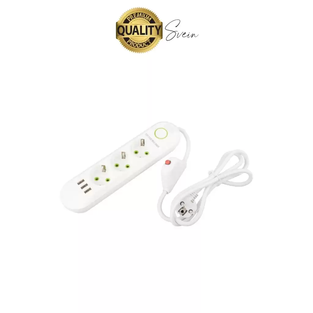 Premium Yeni Nesil Akım Korumalı 3lü Grup Priz Uzatma 4 USB Çıkışlı Bağlantılı Fiş 3000 Watt