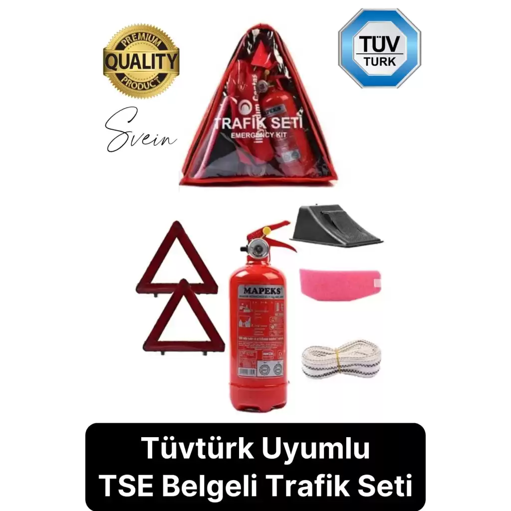 TSE Belgeli Muayene Uyumlu Çantalı TCK Yasasına Uygun Araç Oto Araba Üçgen Acil Durum Trafik Seti