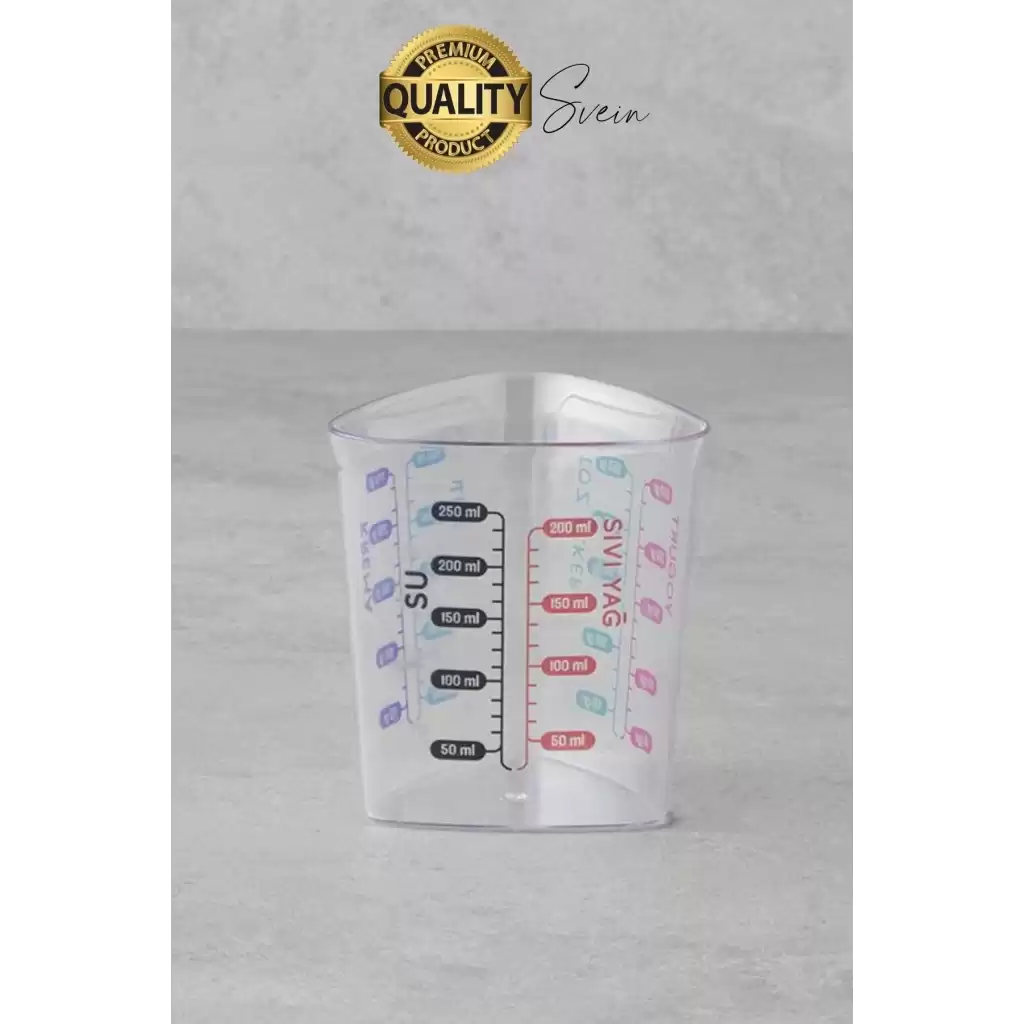 Premium 3lü Set Plastik Ölçü Kabı 12 Çeşit Malzeme Ölçme Şeffaf Mutfak Gereci Galeta Unu İrmik