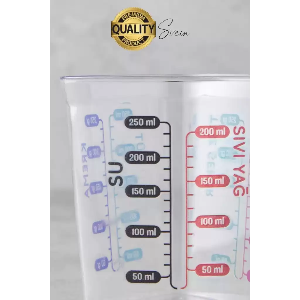 Premium 3lü Set Plastik Ölçü Kabı 12 Çeşit Malzeme Ölçme Şeffaf Mutfak Gereci Galeta Unu İrmik
