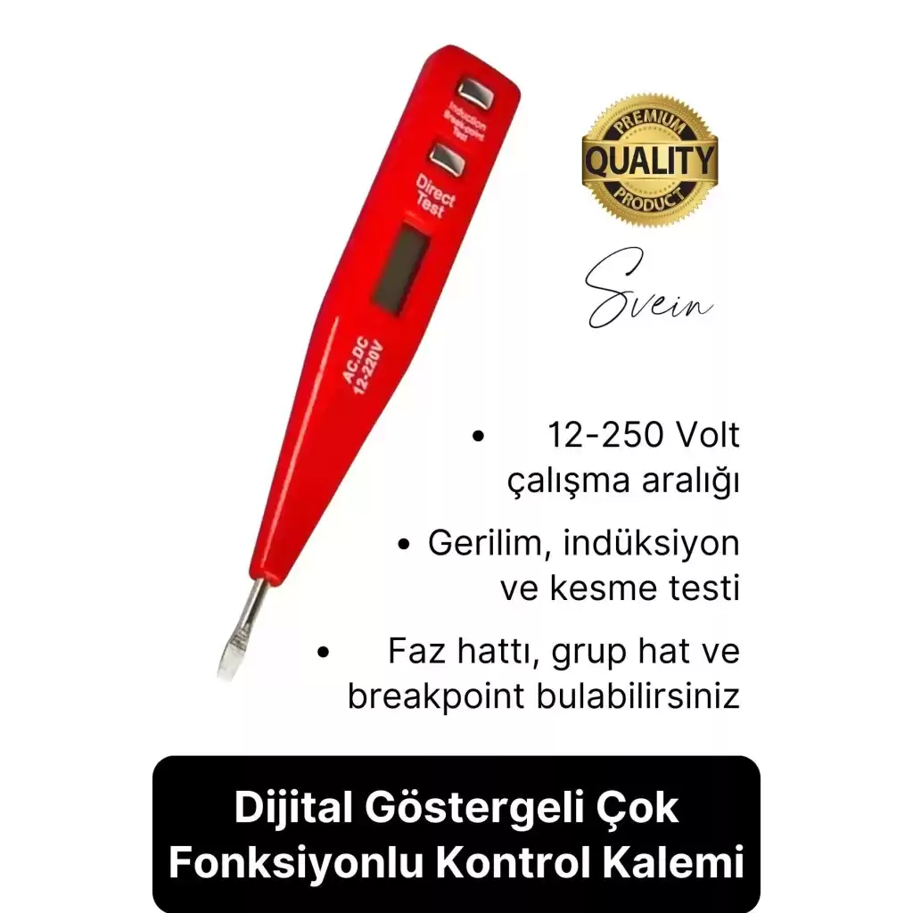 Premium Dijital Ekranlı Kontrol Kalemi Temaslı Temassız Voltaj Test Aleti Elektrik Akım Cihazı