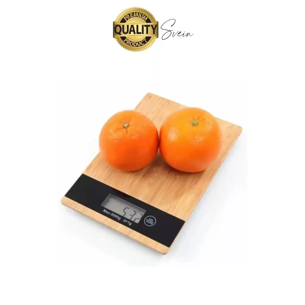 Premium Ahşap Dijital Ekranlı Yüksek Hassasiyet Mutfak Terazisi Bambu Tartı 5 kg Kapasiteli