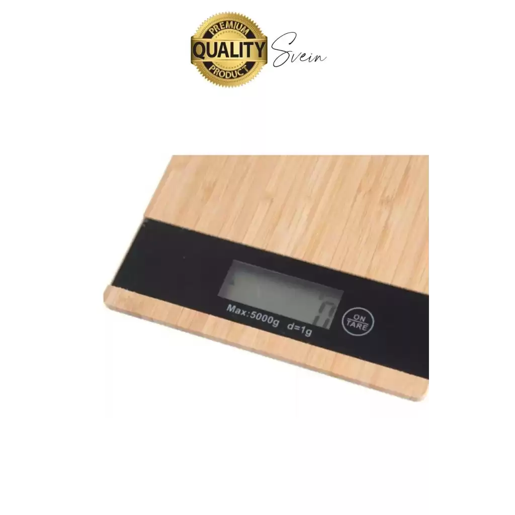Premium Ahşap Dijital Ekranlı Yüksek Hassasiyet Mutfak Terazisi Bambu Tartı 5 kg Kapasiteli