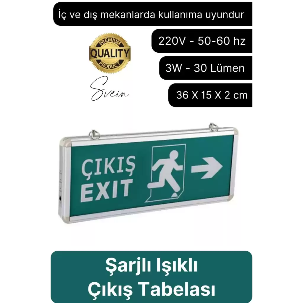 Işıklı Çift Yönlü Acil Çıkış Exit Tabelası Şarjlı Yönlendirme Güvenli Parlayan Uyarı Levhası