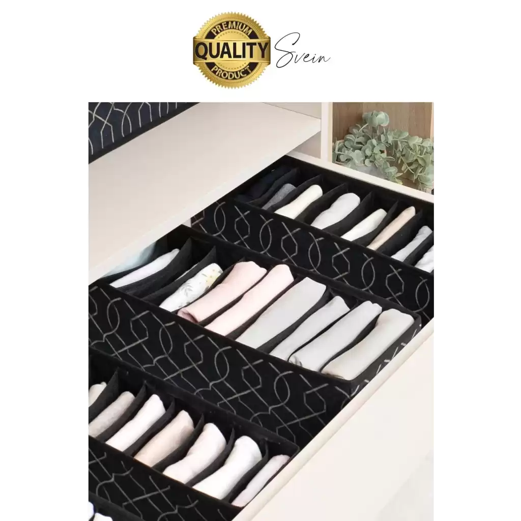 Çok Amaçlı Siyah 8 Gözlü Çekmece Dolap İçi Düzenleyici Organizer Büyük Large Boy Tshirt El Havlusu