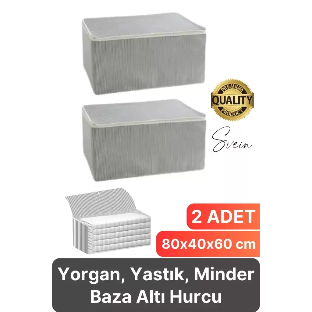 2 Adet Yorgan Hurcu Baza Altı Minder Kıyafet Saklama Yatak Yastık Organizer Düzenleyici Depolama