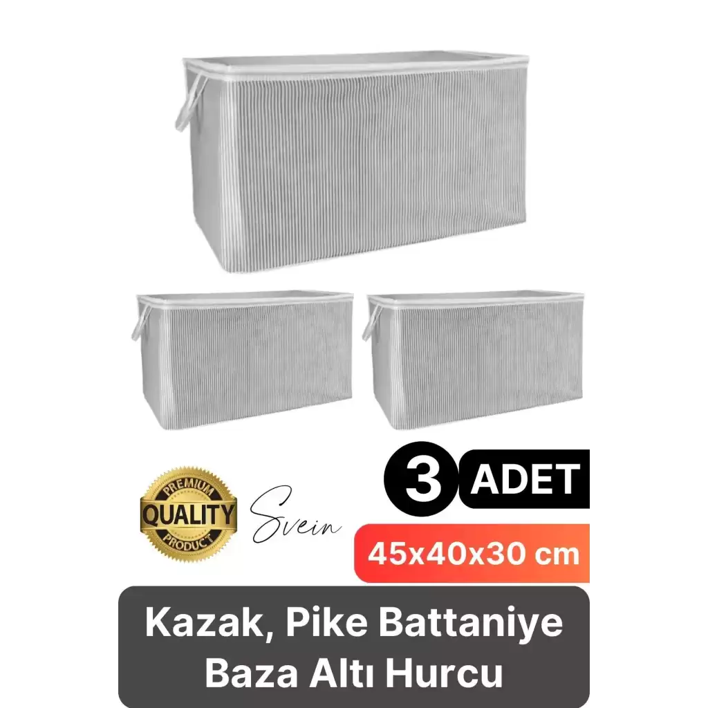 3 Adet Çok Amaçlı Kazak Pike Battaniye Kıyafet Hurcu Dolap Düzenleyici Yerden Tasarruf Baza Altı