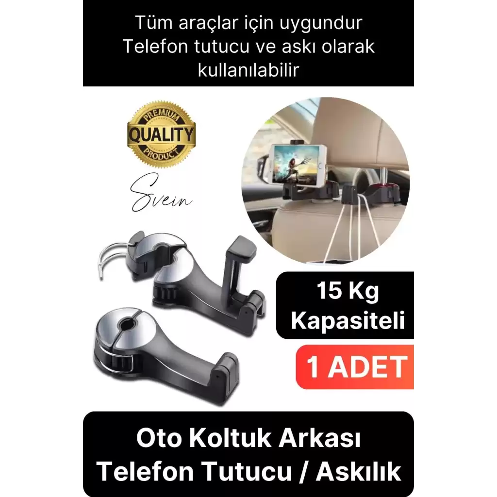Oto Koltuk Arkası Telefon Tablet Tutucu Askılık Mesafe Ayarlı Uzayan Ayarlanabilir Sağlam Organizer
