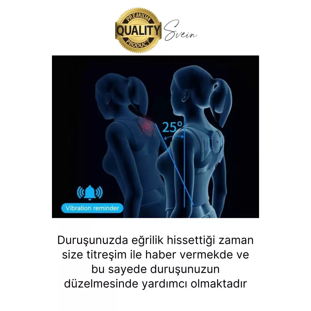 Premium Sensörlü Ayarlanabilir Dik Duruş Korsesi Şarjlı Titreşimli Omuz Sırt Kambur Önleyici