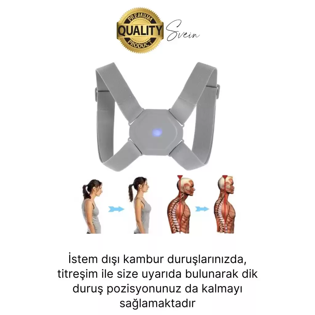Premium Sensörlü Ayarlanabilir Dik Duruş Korsesi Şarjlı Titreşimli Omuz Sırt Kambur Önleyici