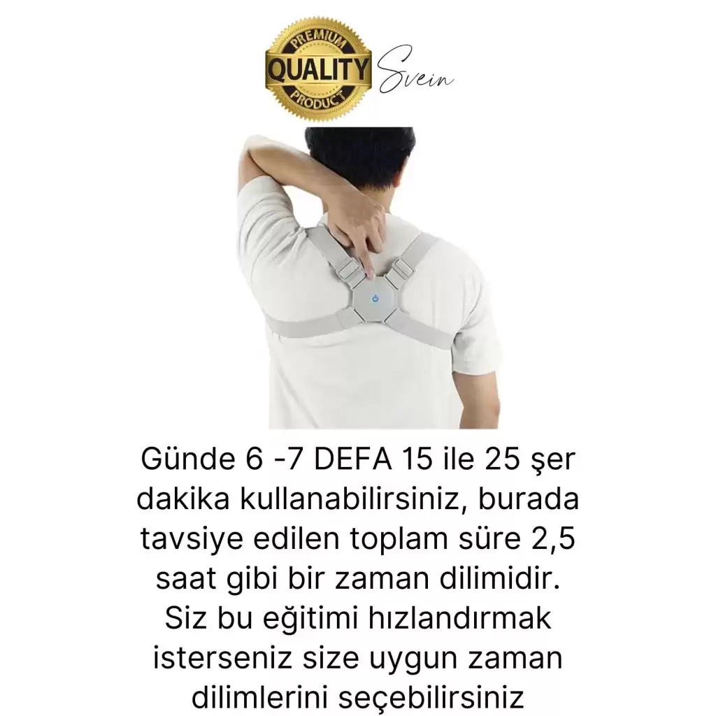 Premium Sensörlü Ayarlanabilir Dik Duruş Korsesi Şarjlı Titreşimli Omuz Sırt Kambur Önleyici