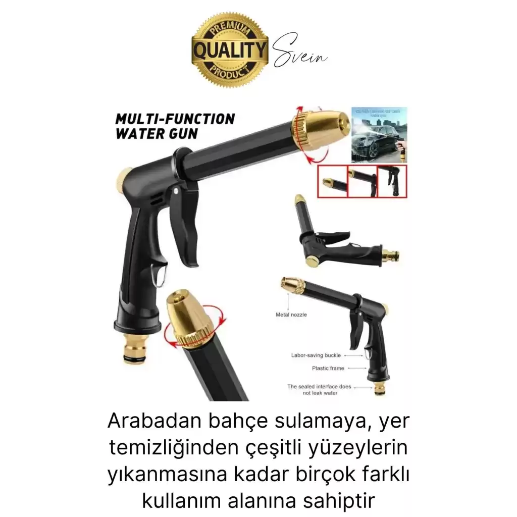 Çok Fonksiyonlu Ayarlanabilir Yüksek Basınçlı Yıkama Su Tabancası Tazyikli Araba Motor Yıkama Bahçe