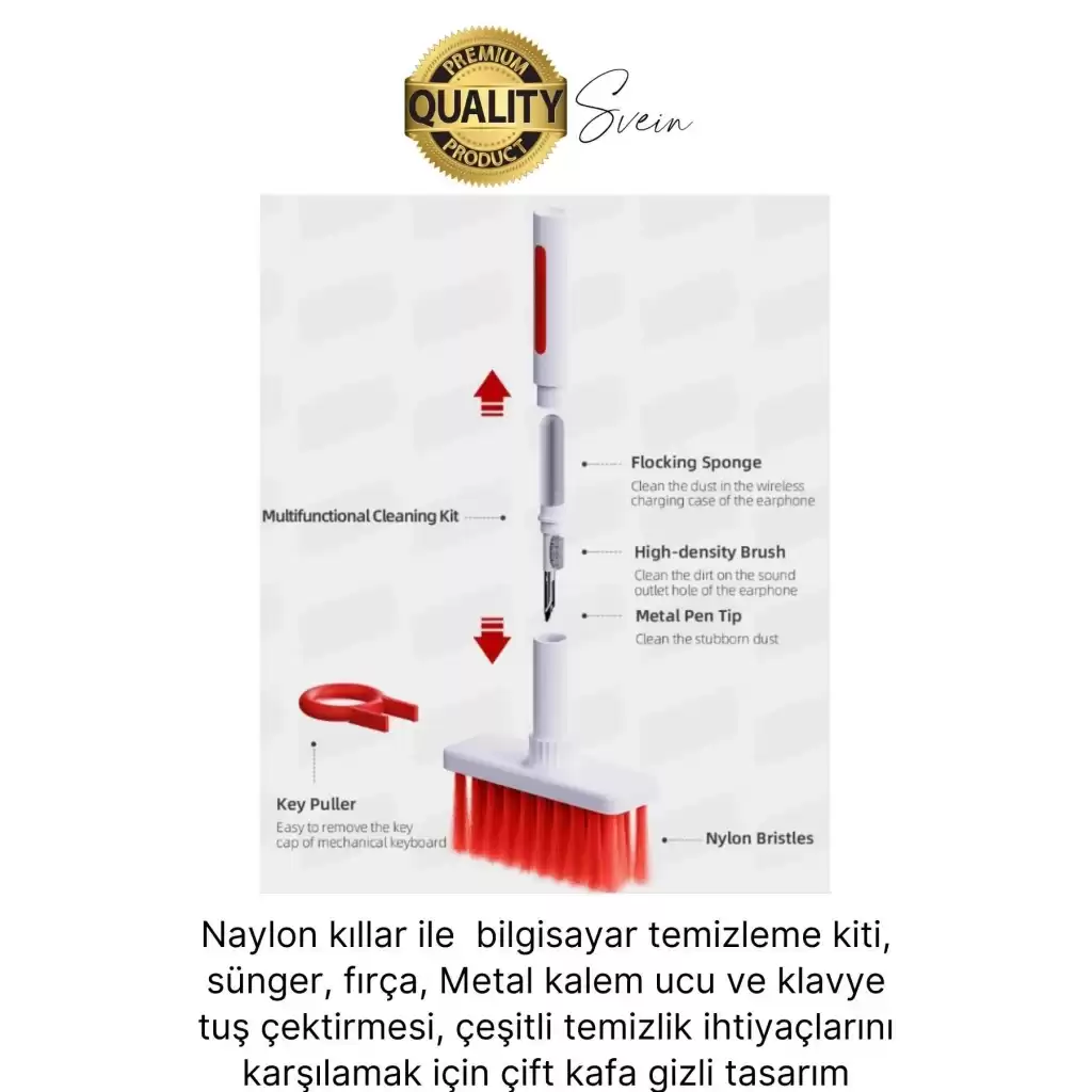 Çok Amaçlı Klavye ve Kulaklık Temizleme Seti Elektronik Cihaz Fırçalı Bilgisayar Tuş Çektirme