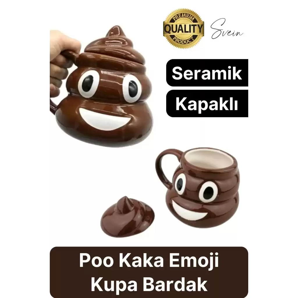 Özel Üretim Poo Kaka Emoji Kupa Bardak Esprili Eğlenceli Kapaklı Komik Karikatür Gülücük 3D Seramik