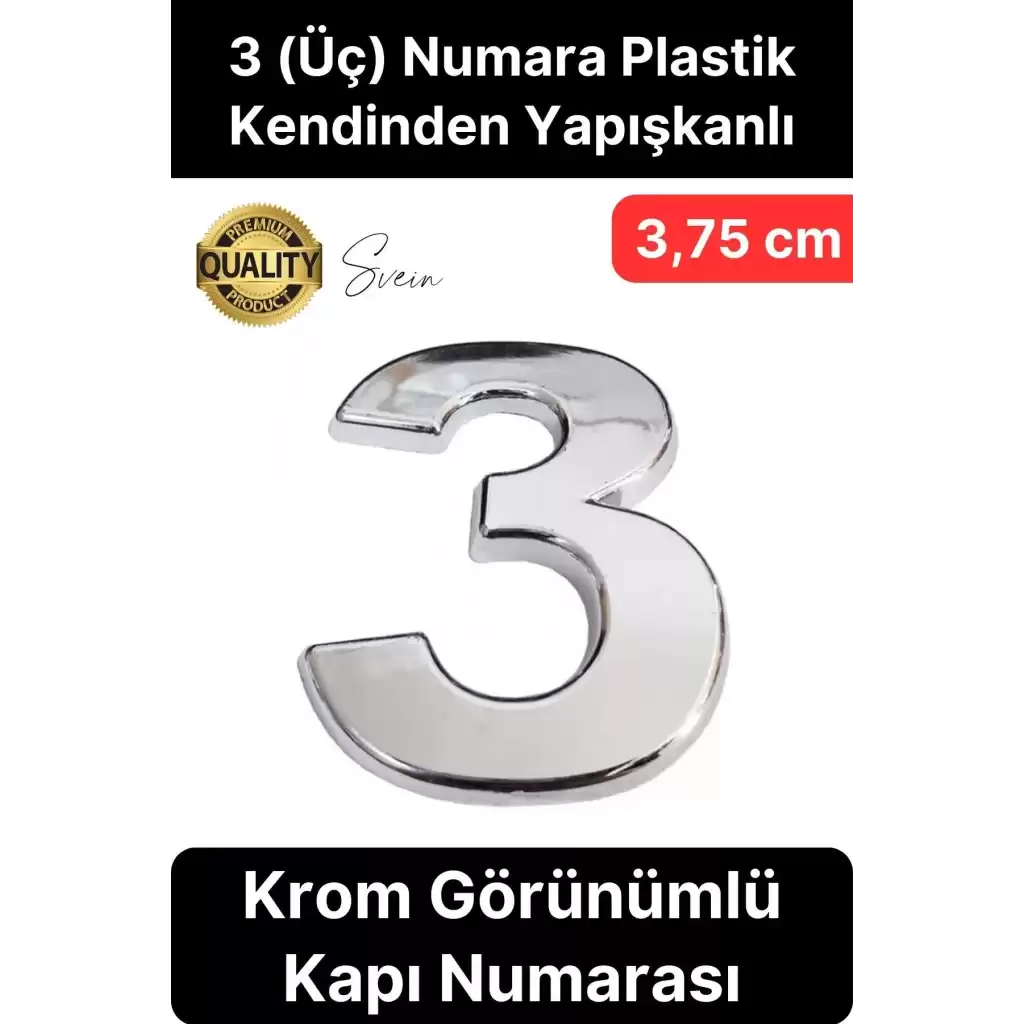 No 3 Kapı Numarası Kendinden Yapışkanlı Masa Dolap Plastik Ev Posta Kutusu Dış Mekan Daire 3,75 cm