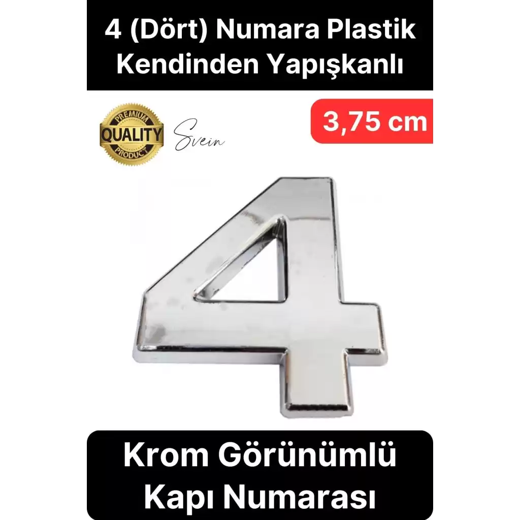 No 4 Kapı Numarası Kendinden Yapışkanlı Masa Dolap Plastik Ev Posta Kutusu Dış Mekan Daire 3,75 cm