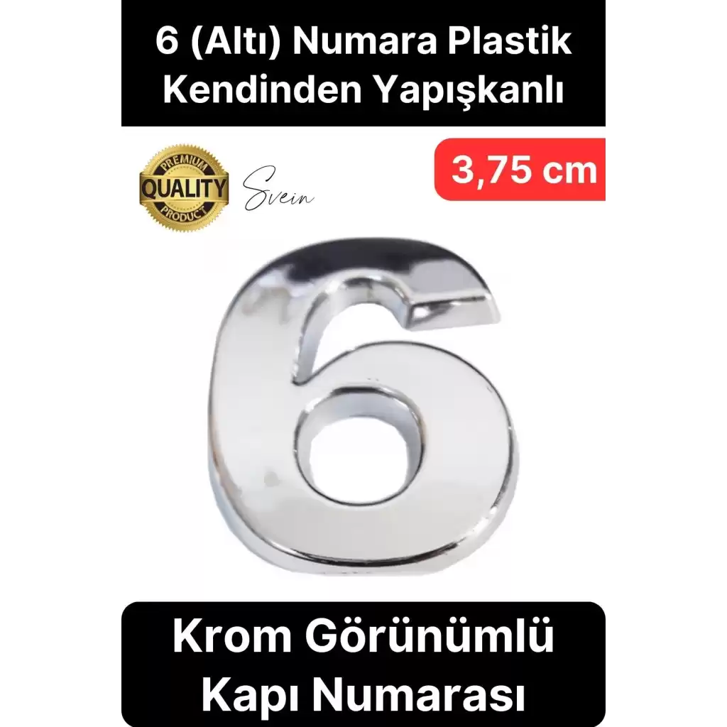 No 6 Kapı Numarası Kendinden Yapışkanlı Masa Dolap Plastik Ev Posta Kutusu Dış Mekan Daire 3,75 cm