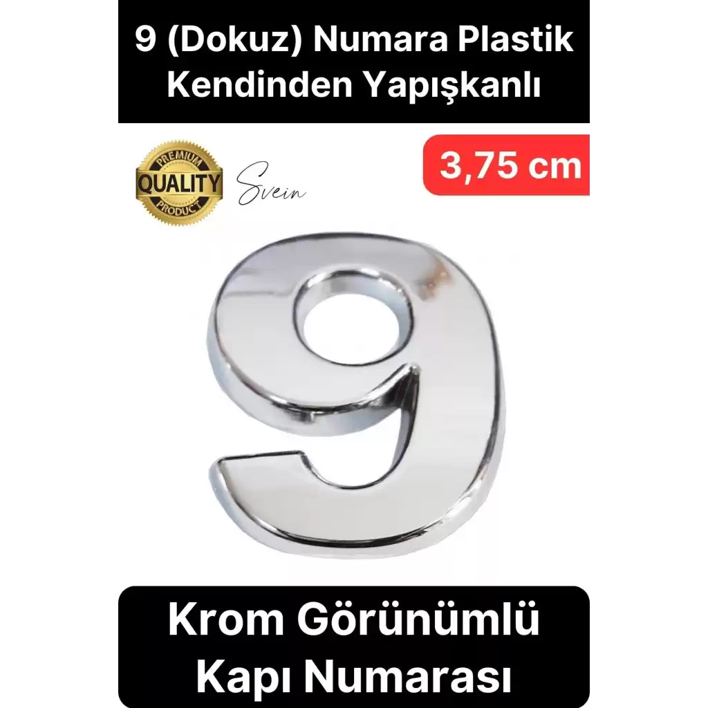 No 9 Kapı Numarası Kendinden Yapışkanlı Masa Dolap Plastik Ev Posta Kutusu Dış Mekan Daire 3,75 cm