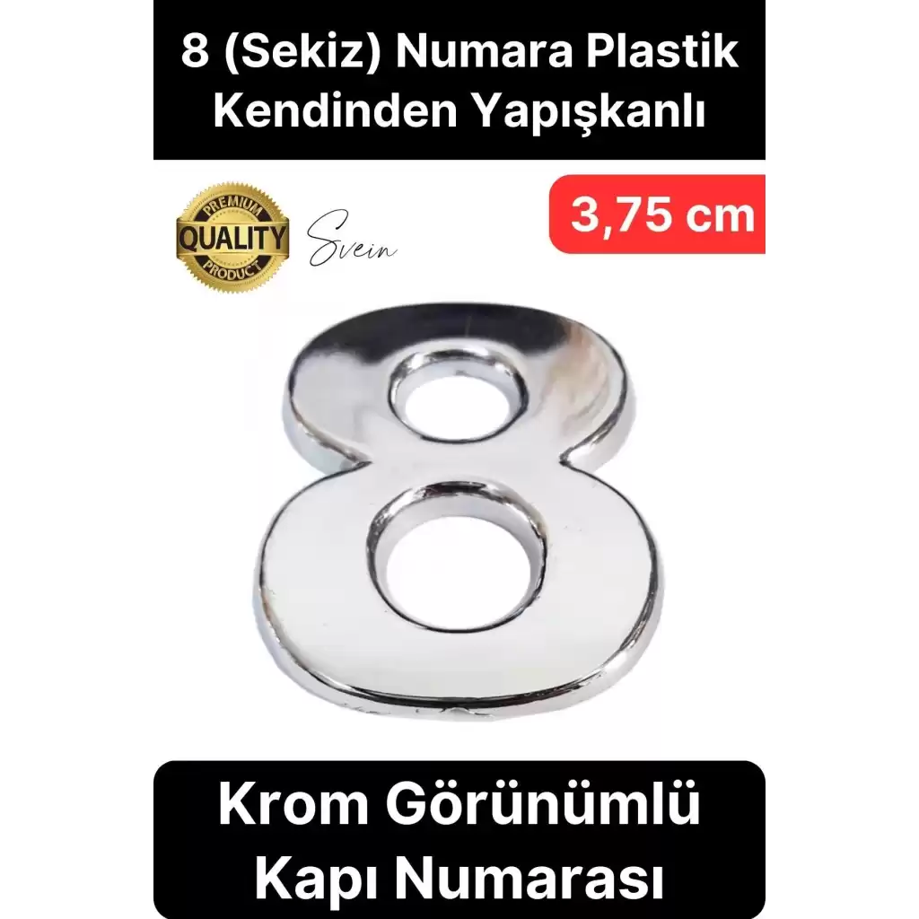No 8 Kapı Numarası Kendinden Yapışkanlı Masa Dolap Plastik Ev Posta Kutusu Dış Mekan Daire 3,75 cm