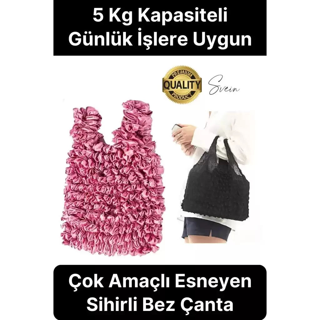 Çok Amaçlı Sihirli Genişleyen Bez Çanta 5 Kg Kapasiteli Elastik Büyük Yırtılmaz Dayanıklı İşlevsel