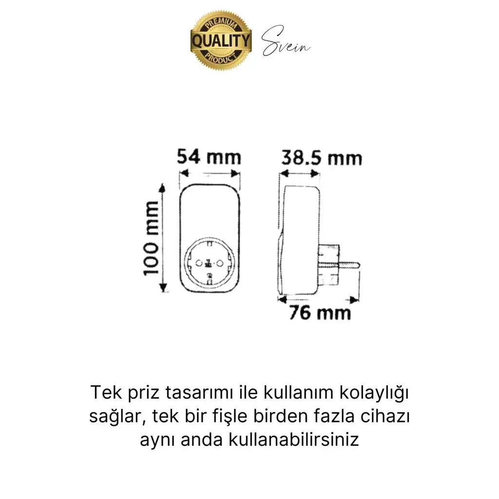 Premium Dijital Akım Korumalı Tekli Priz TV Bilgisayar Led Göstergeli Ekran Çocuk 4000 Watt Güvenli