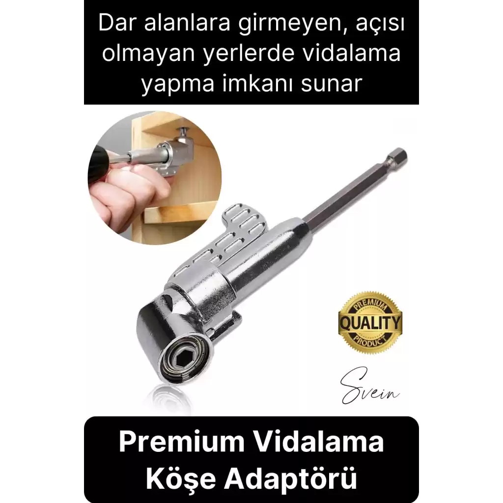 Vidalama Köşe Adaptörü Aparat Pratik Matkap Ucu Dar Alan Kör Nokta Açılı Hızlı Değiştirme Uç Tutucu