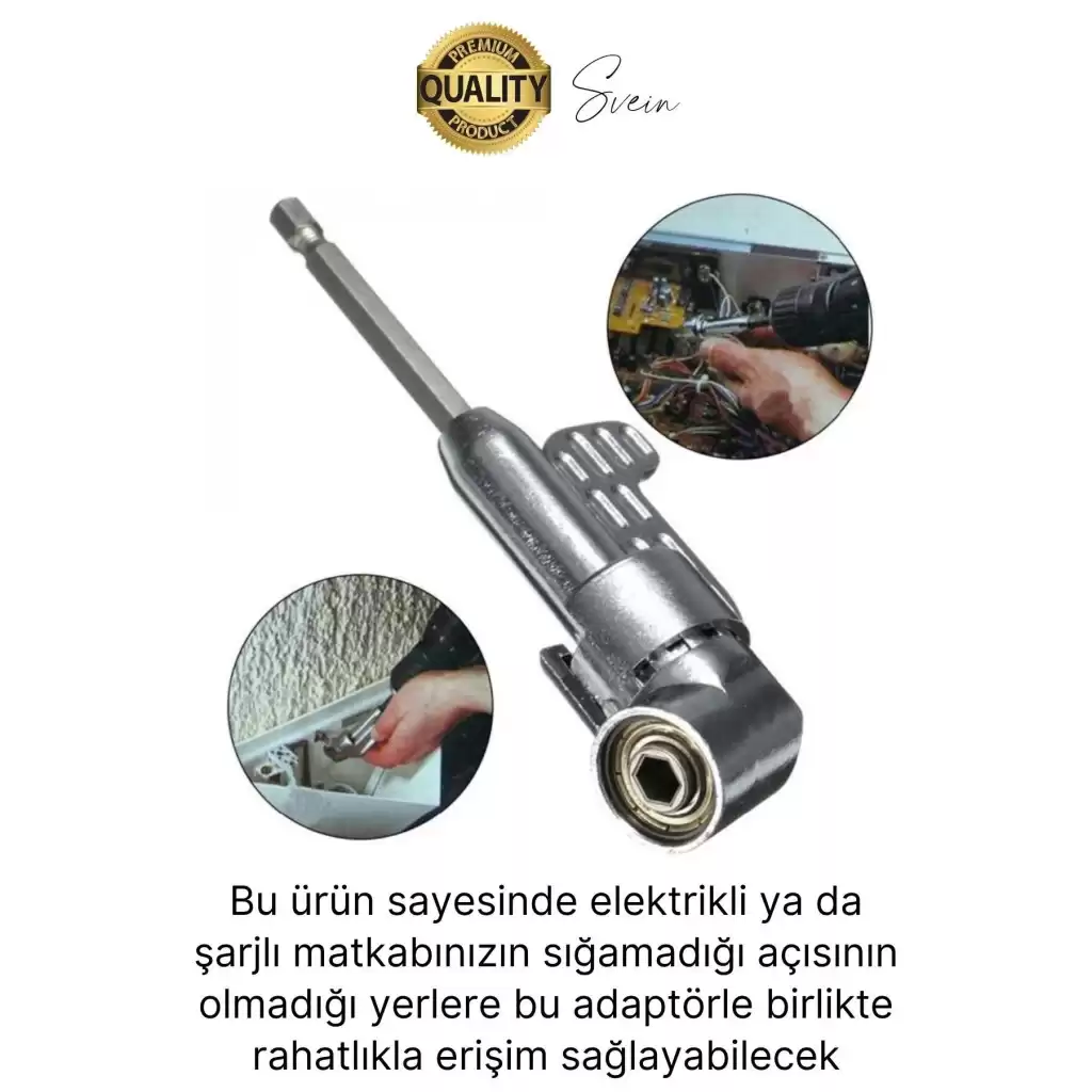 Vidalama Köşe Adaptörü Aparat Pratik Matkap Ucu Dar Alan Kör Nokta Açılı Hızlı Değiştirme Uç Tutucu