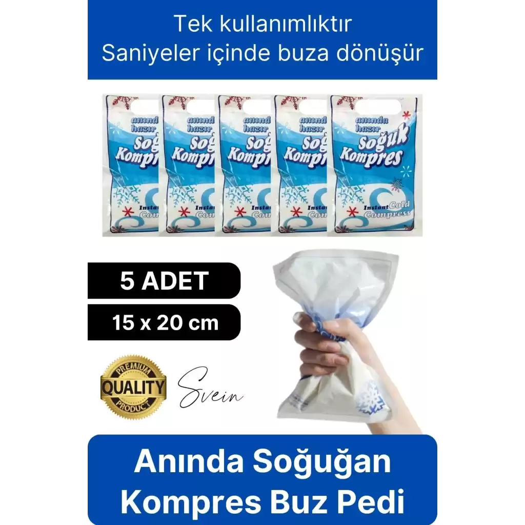 5 Adet Tek Kullanımlık Anında Hazır Soğuk Kompres Ped Buz Torbası Acil İlk Yardım Paketi Terapi