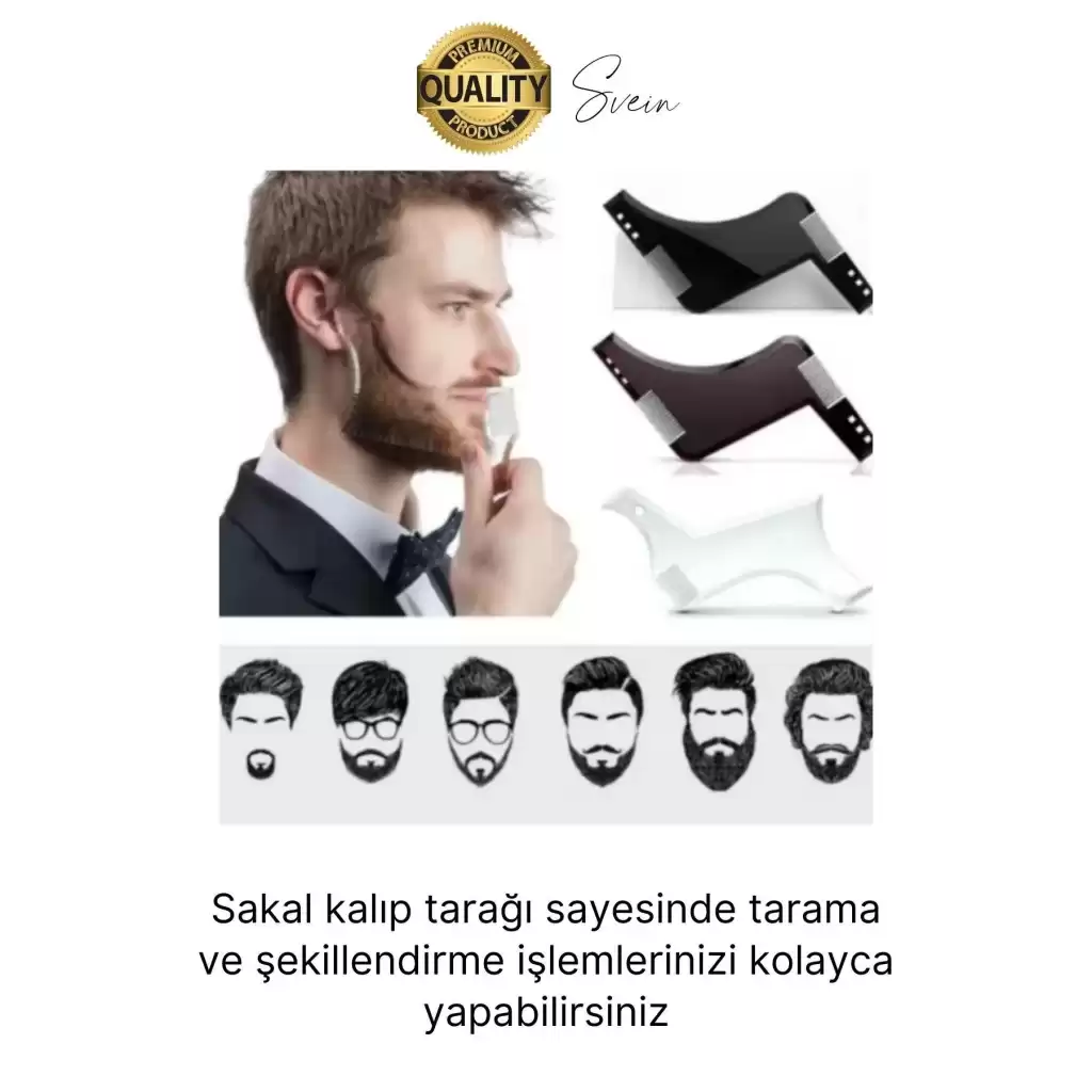 Yeni Sezon Sakal Şekillendirici Kalıp Tarak Bıyık Bakım Şablon Erkek Ense Cep Favori Simetrik Kesim