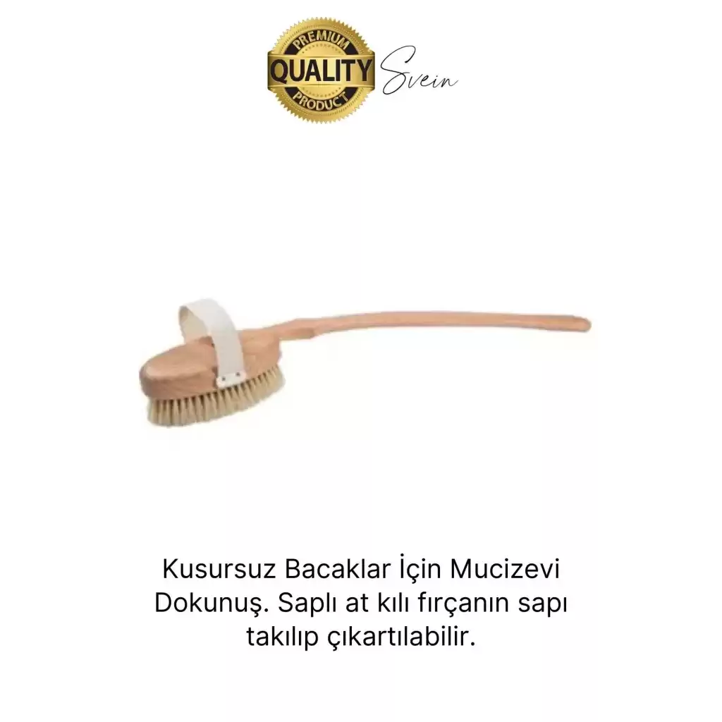 Premium %100 Doğal At Kılı Banyo Fırçası Ahşap Saplı Selülit Önleyici Yumuşak Vücut Masaj Sırt Kese