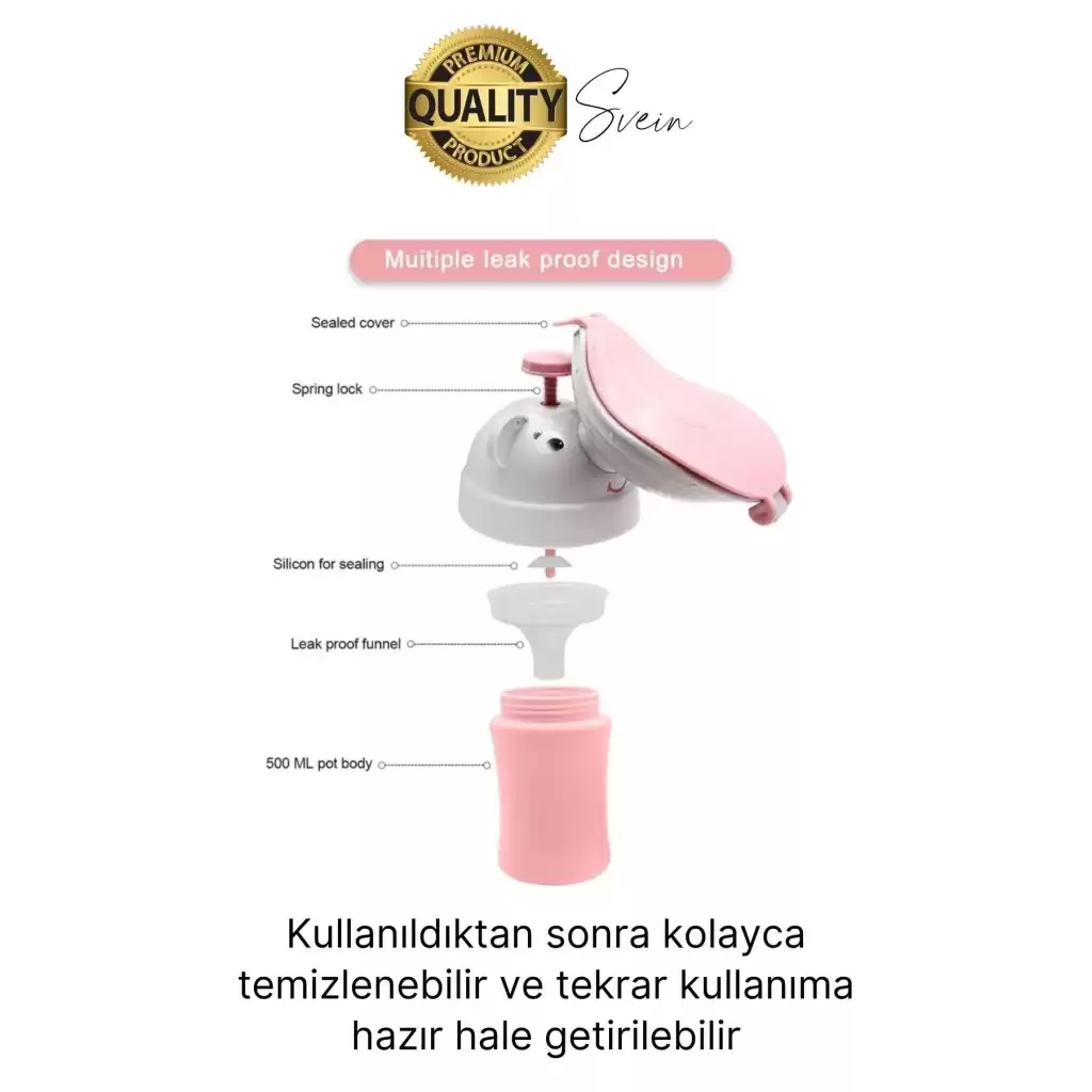 Portatif Kız Çocuk Pisuarı Lazımlık Çiş Eğitimi Taşınabilir Acil Taşınabilir Pembe Sızdırmaz Tuvalet