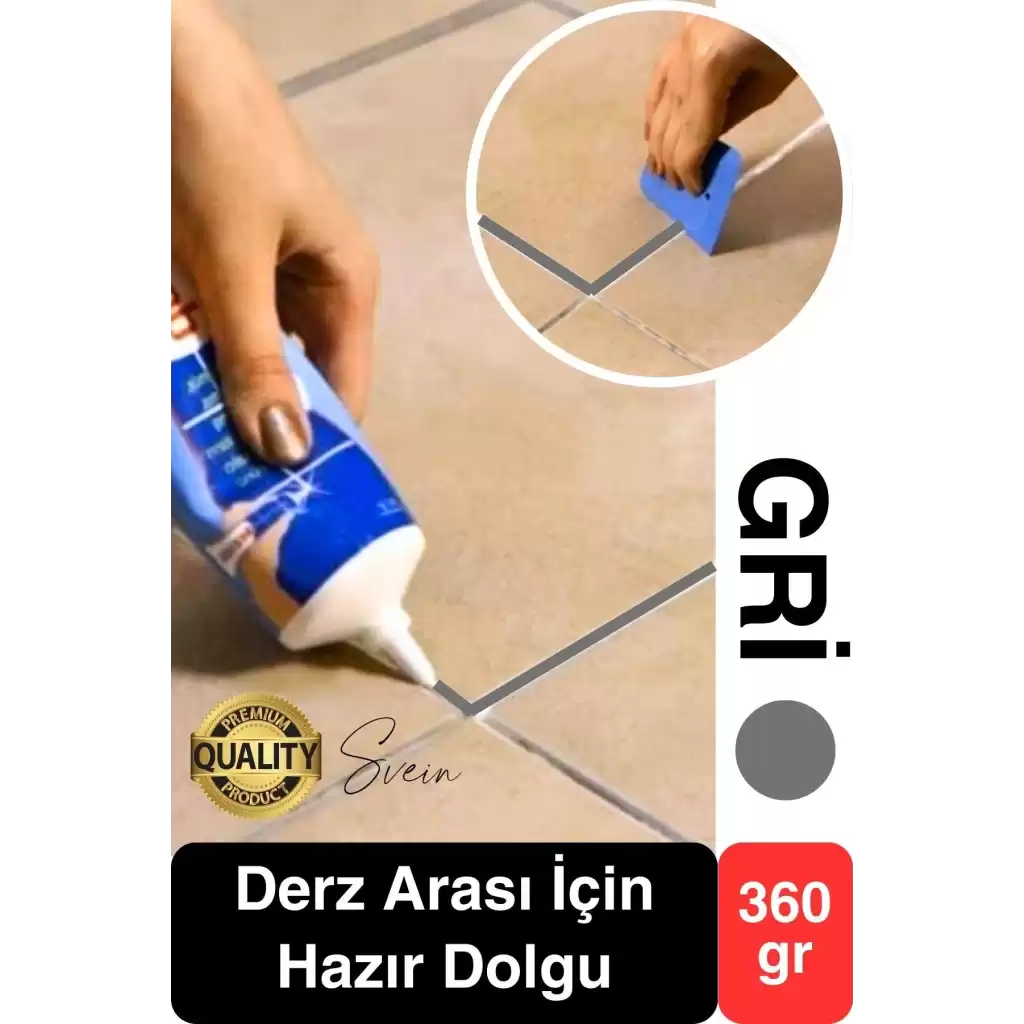 Premium Fayans Arası Gri Hazır Derz Dolgu Gaga Uç Tüp Mermer Mutfak Banyo Zemin Duvar Onarıcı