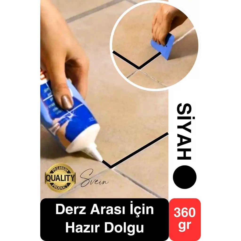 Premium Fayans Arası Siyah Hazır Derz Dolgu Gaga Uç Tüp Mermer Mutfak Banyo Zemin Duvar Onarıcı