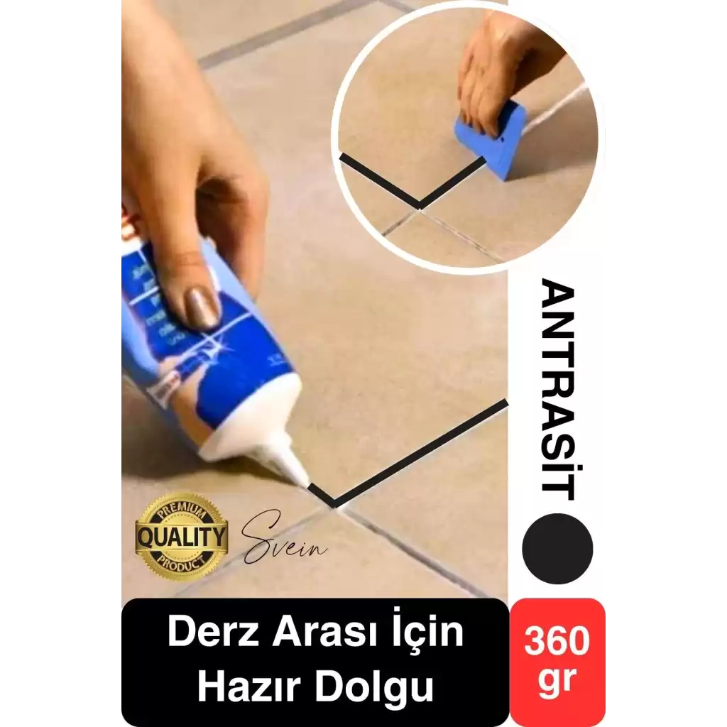 Premium Fayans Arası Antrasit Hazır Derz Dolgu Gaga Uç Tüp Mermer Mutfak Banyo Zemin Duvar Onarıcı