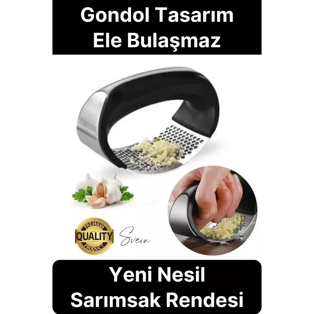 Premium Kolay Kullanımlı Yeni Nesil Sarımsak Rendesi Zencefil Öğütücü Ezici Paslanmaz Çelik Gondol