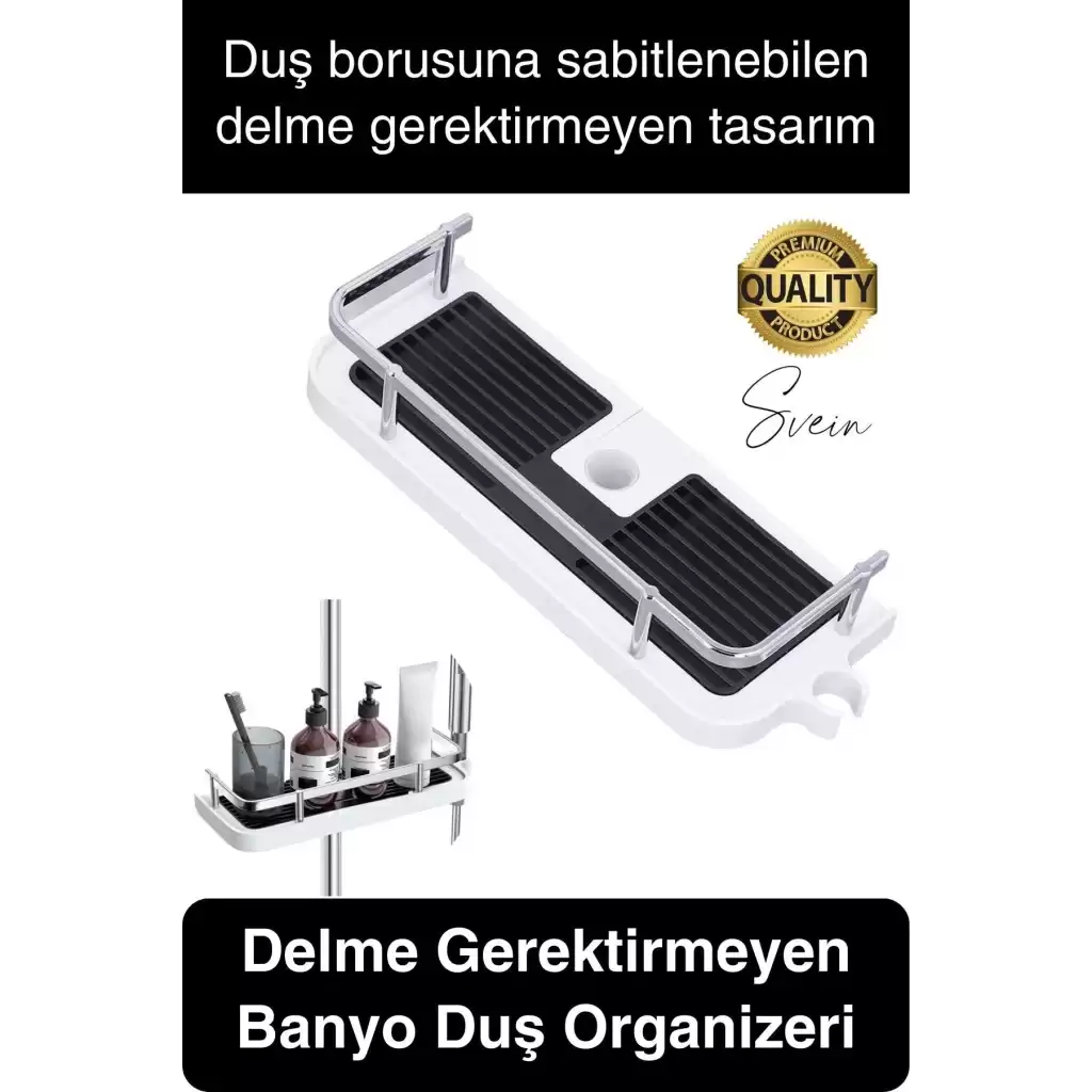 Dayanıklı Plastik Beyaz Banyo Duş Rafı Organizer Delme Gerektirmez Sabun Şampuan Düzenleyici