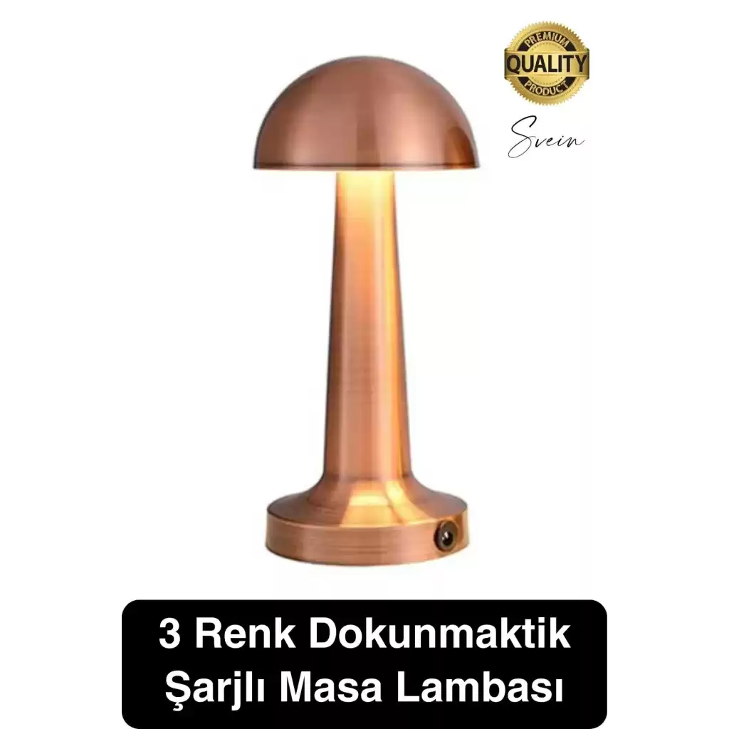Premium Şarjlı Dokunmatik Masa Lambası 3 Renk Ayarlanabiir Parlaklık Abajur Ambians Dekoratif Klasik