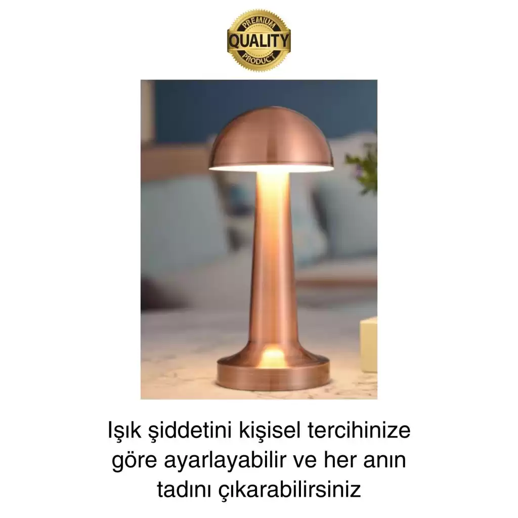 Premium Şarjlı Dokunmatik Masa Lambası 3 Renk Ayarlanabiir Parlaklık Abajur Ambians Dekoratif Klasik