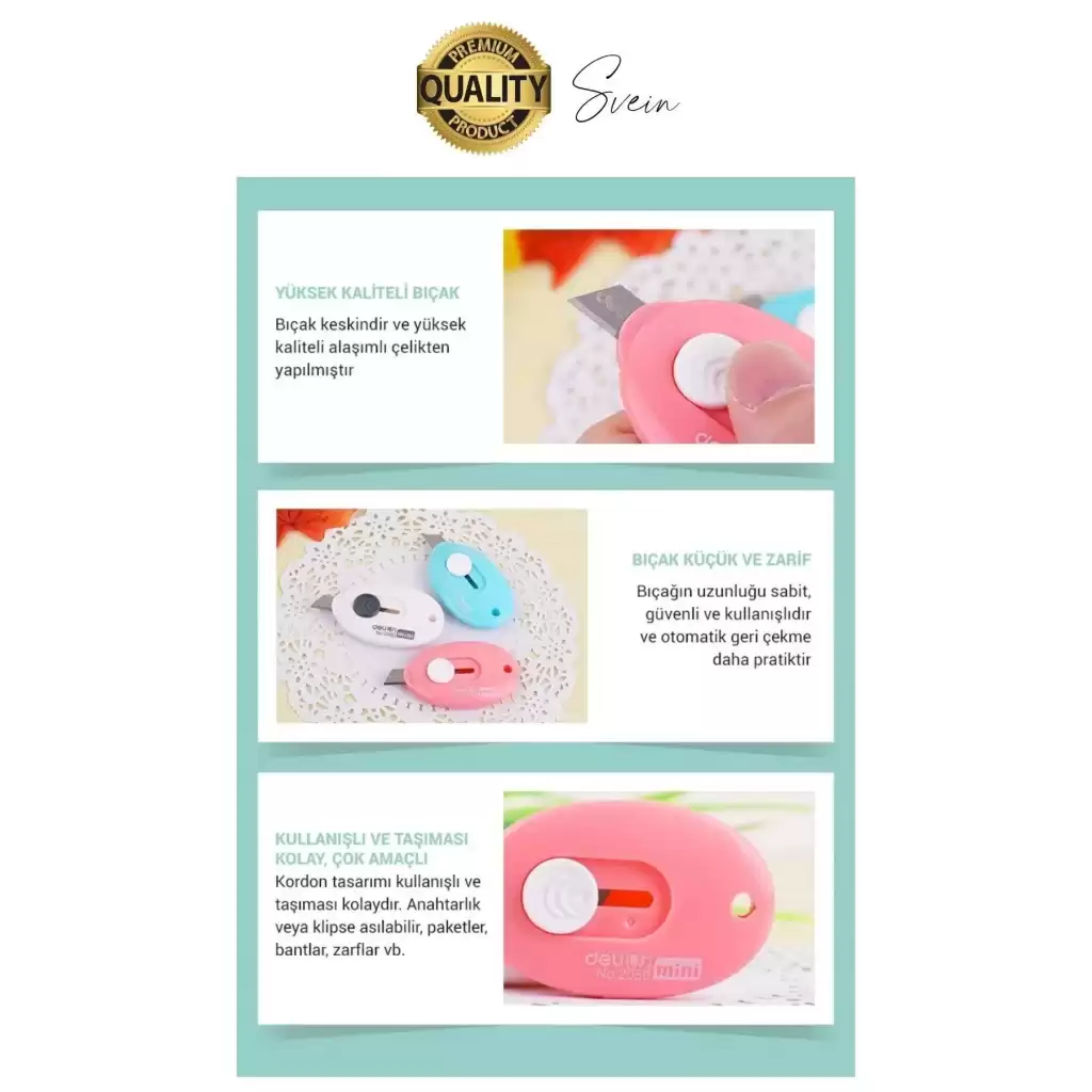 Çok Amaçlı Taşınabilir Cep ve Çanta Mini Falçata Maket Bıçağı Ultra Keskin Anahtarlıklı Çelik