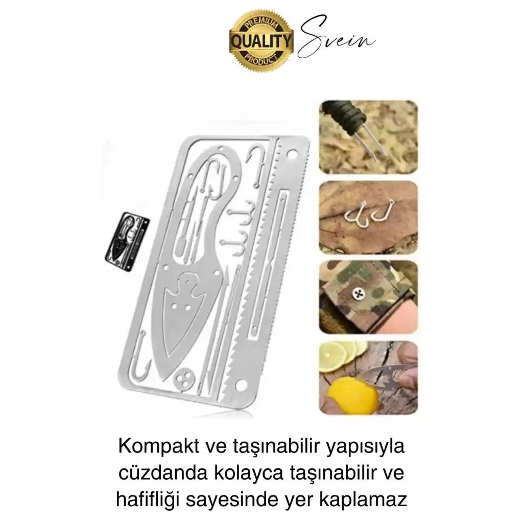 Paslanmaz Çelik Çok Fonksiyonlu İşlevsel Balıkçı Kiti Hayatta Kalma Balık Tutma Olta Uç Seti Cep Boy