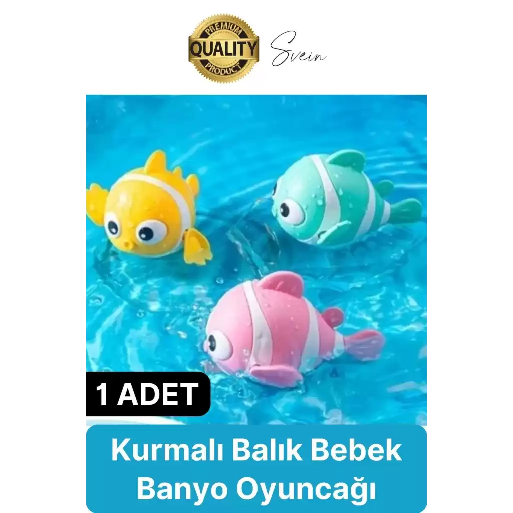 Kurmalı Balık Bebek Banyo Oyuncağı Arkadaşı Deniz Şişme Havuz Küvet Suda Yüzen Eğlenceli Oyuncak