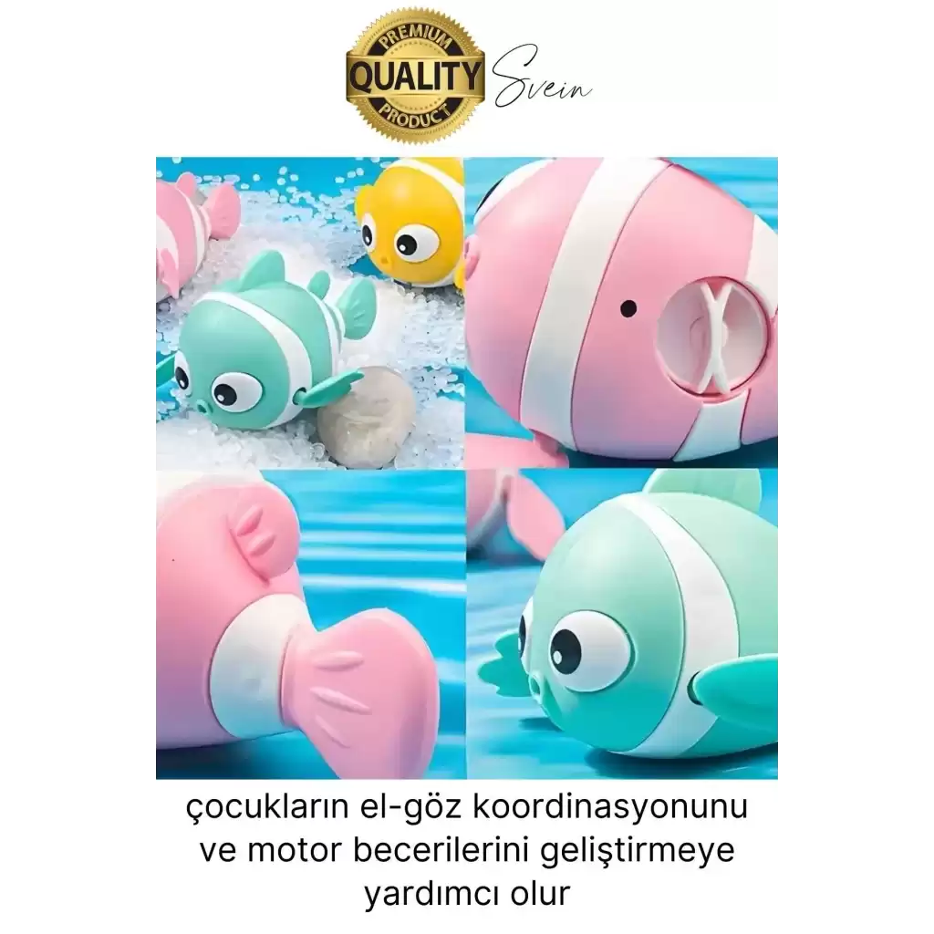 Kurmalı Balık Bebek Banyo Oyuncağı Arkadaşı Deniz Şişme Havuz Küvet Suda Yüzen Eğlenceli Oyuncak