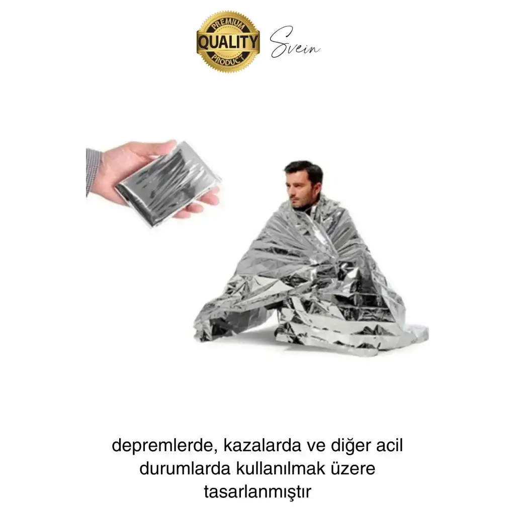 Soğuk Sıcak Tutan Çift Taraflı Gümüş Acil Durum Battaniyesi Termal Yanık Hayatta Kalma Kamp Deprem