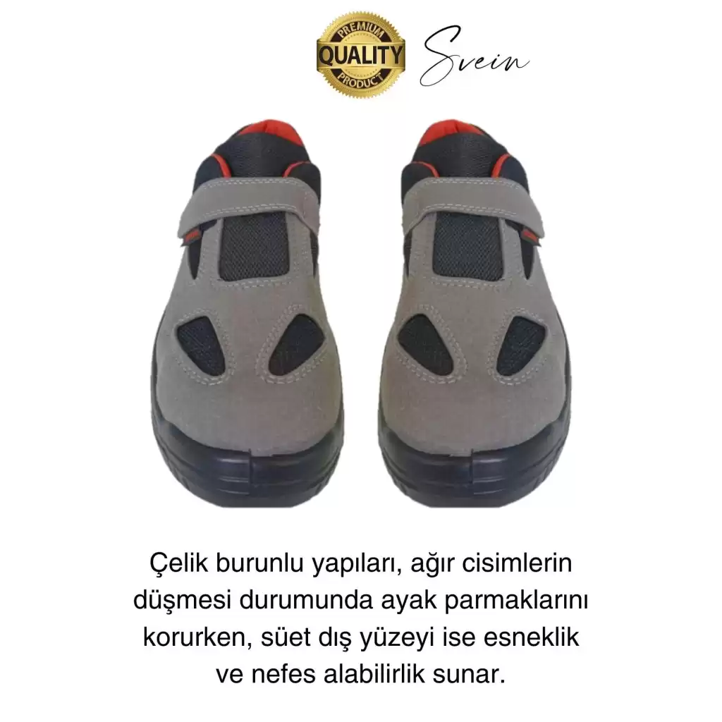 Çelik Burunlu Süet Deri İş Ayakkabısı Rahat Konforlu Hafif Ergonomik Cırtlı Nefes Alabilen Güvenli