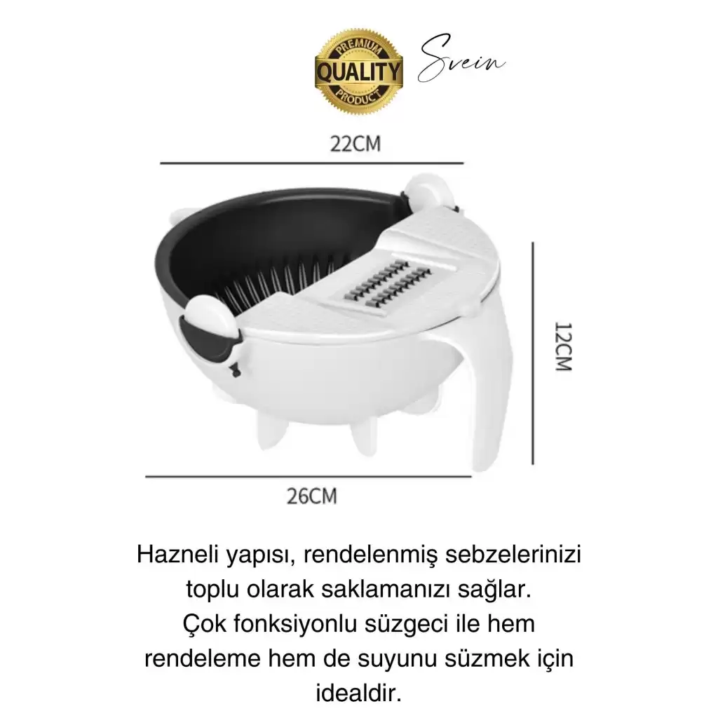 11 Parça Paslanmaz Fonksiyonel Süzgeçli Rende Hazneli Doğrayıcı Sebze Salata İçin Pratik Mutfak
