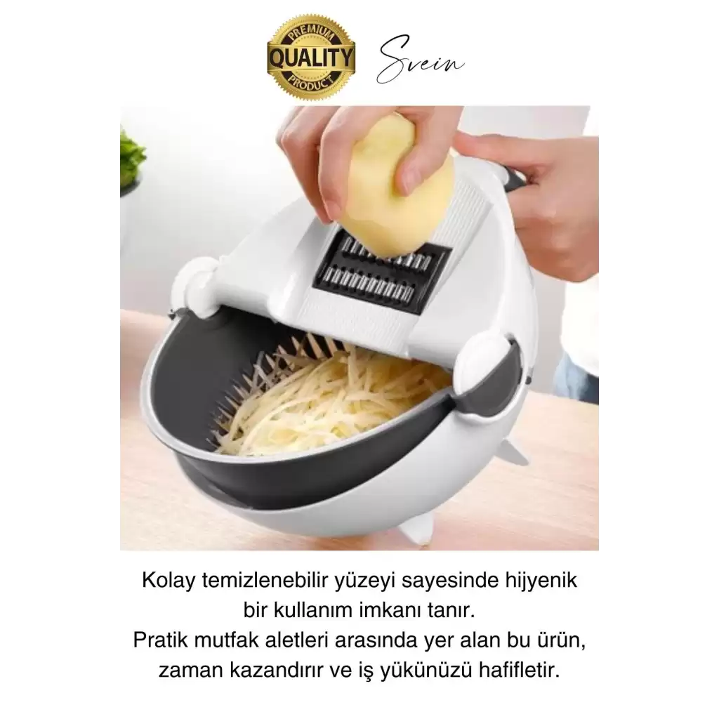 11 Parça Paslanmaz Fonksiyonel Süzgeçli Rende Hazneli Doğrayıcı Sebze Salata İçin Pratik Mutfak