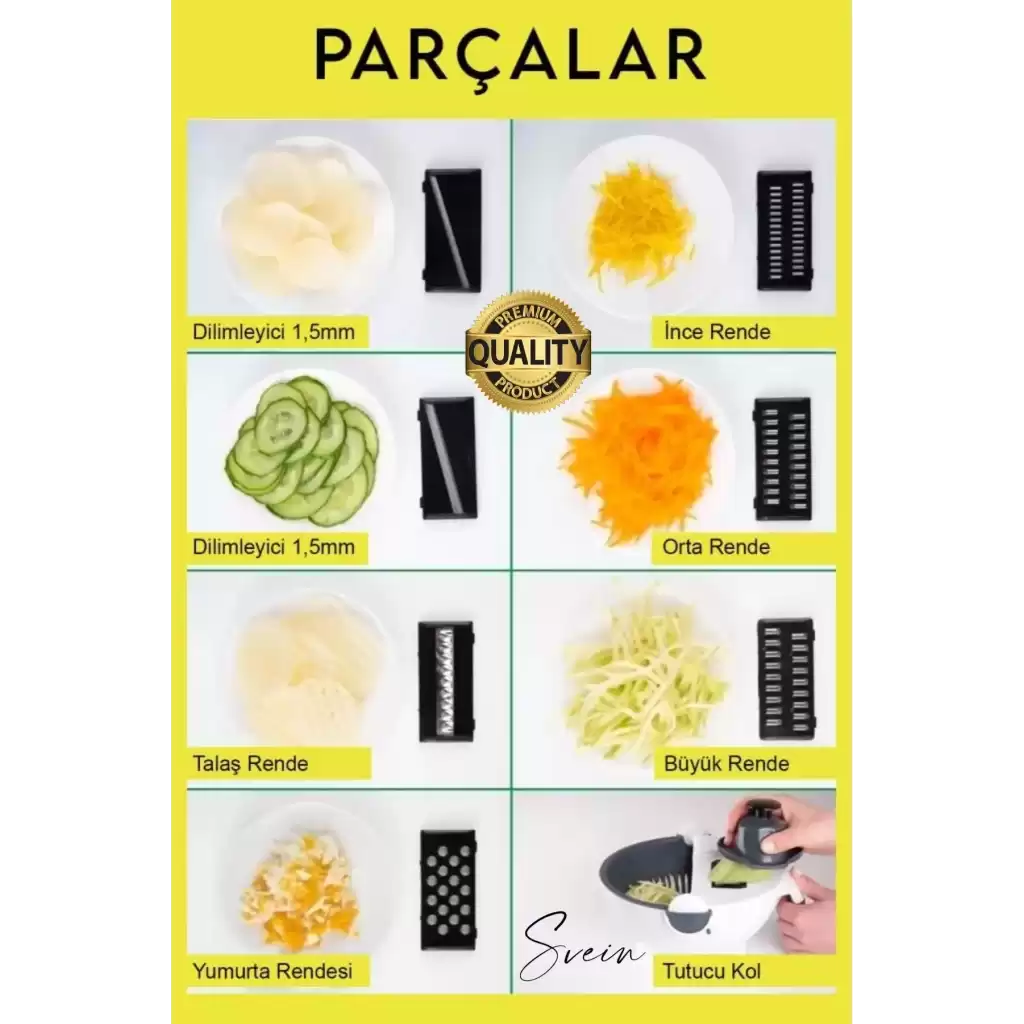 11 Parça Paslanmaz Fonksiyonel Süzgeçli Rende Hazneli Doğrayıcı Sebze Salata İçin Pratik Mutfak